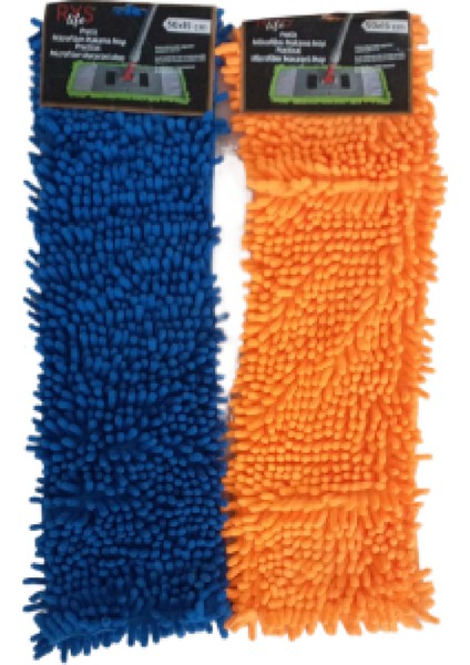 2 Adet Nemli ve Kuru Makarna Mop Ucu Mikrofiber Paspas Yedeği 50 cm
