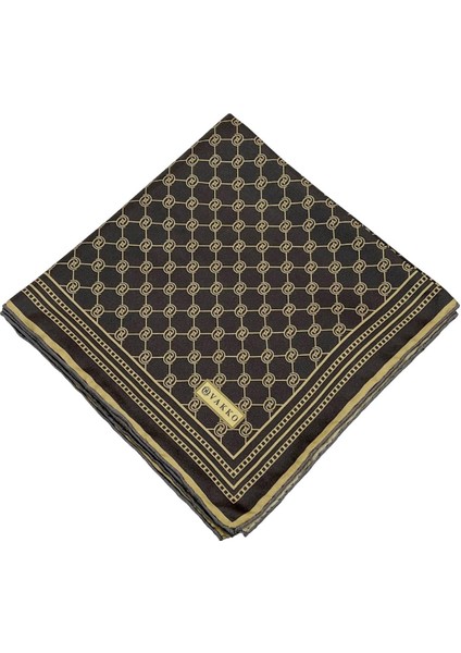 Twill Ipek Eşarp - Özel Seri - Kahve Gold