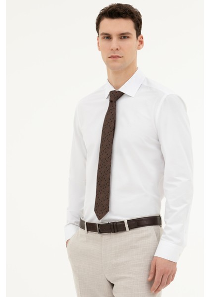 Erkek Beyaz Slim Fit Uzun Kollu Basic Gömlek 50285562-VR013