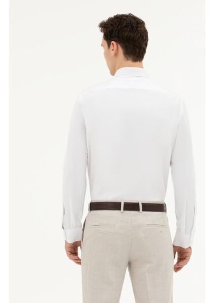 Erkek Beyaz Slim Fit Uzun Kollu Basic Gömlek 50285562-VR013