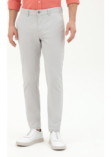 Erkek Açık Gri Slim Fit Kanvas Pantolon 50288511-VR001