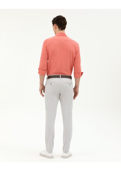 Erkek Açık Gri Slim Fit Kanvas Pantolon 50288511-VR001