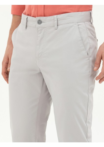 Erkek Açık Gri Slim Fit Kanvas Pantolon 50288511-VR001
