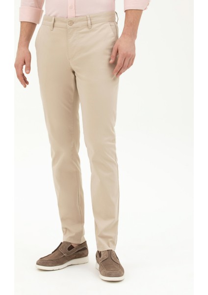 Erkek Bej Slim Fit Kanvas Pantolon 50288511-VR011