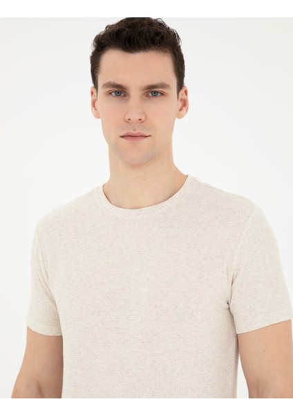 Erkek Bej Slim Fit Tişört 50288157-VR011 fiyatları