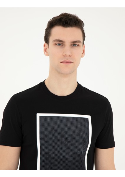 Erkek Siyah Slim Fit Tişört 50284307-VR046