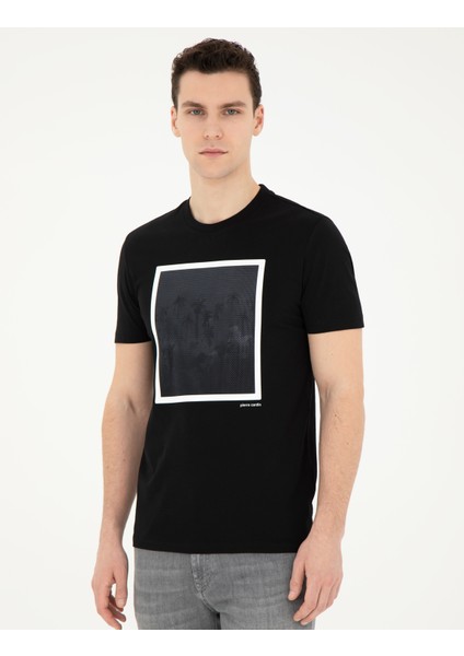 Erkek Siyah Slim Fit Tişört 50284307-VR046