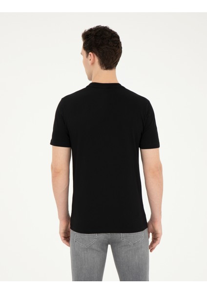 Erkek Siyah Slim Fit Tişört 50284307-VR046