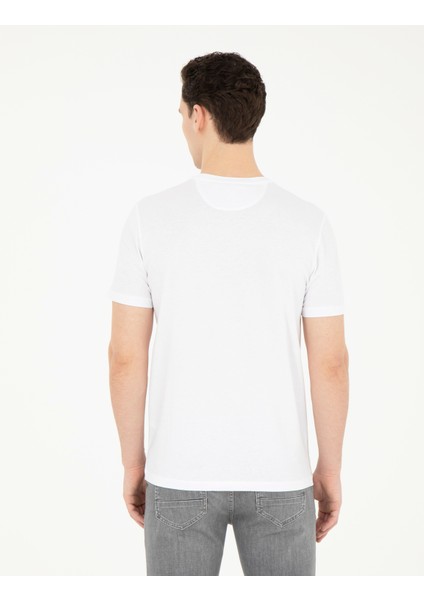Erkek Beyaz Slim Fit Tişört 50284319-VR013 indirimleri