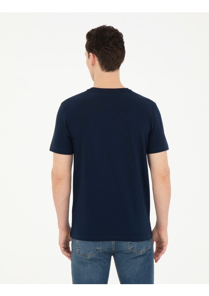 Erkek Lacivert Slim Fit Tişört 50284319-VR033 indirimleri