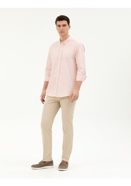 Erkek Bej Slim Fit Kanvas Pantolon 50288511-VR011