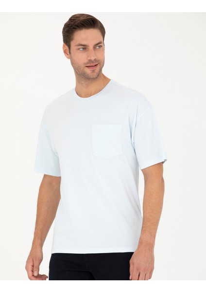 Erkek Açık Mavi Comfort Fit Tişört 50289362-VR095