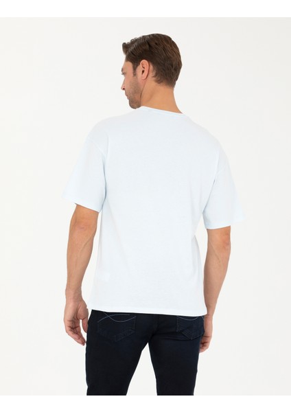 Erkek Açık Mavi Comfort Fit Tişört 50289362-VR095 indirimleri