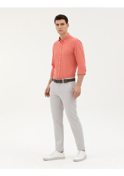 Erkek Açık Gri Slim Fit Kanvas Pantolon 50288511-VR001