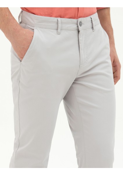Erkek Açık Gri Slim Fit Kanvas Pantolon 50288511-VR001