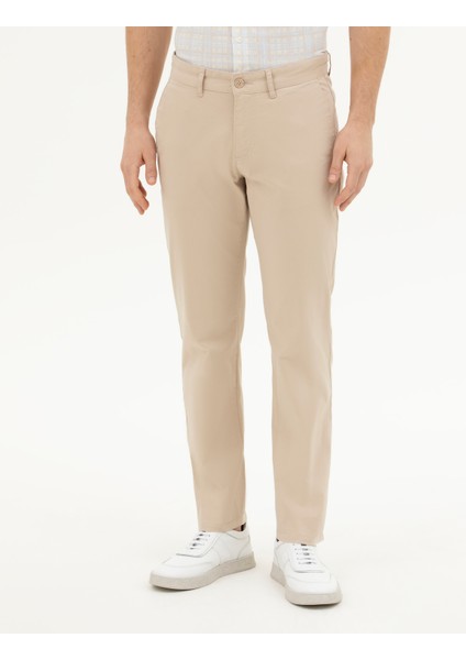 Erkek Bej Regular Fit Kanvas Pantolon 50288510-VR011