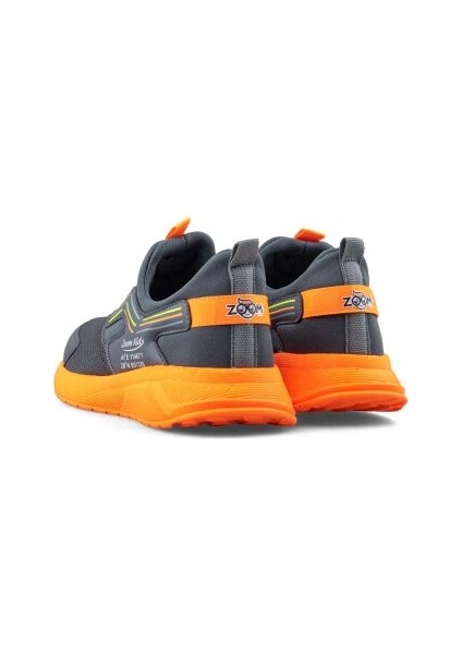 Zoom Aqua Yumuşak Esnek Hafif Nefes Alabilen Çocuk File Sneaker Spor Ayakkabı Füme Turuncu