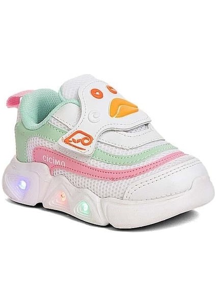 Cicimo Işıklı Renkli Tarz Günlük Rahat Ortopedi Hafif Bebe Çocuk Spor Beyaz Pembe fiyatları