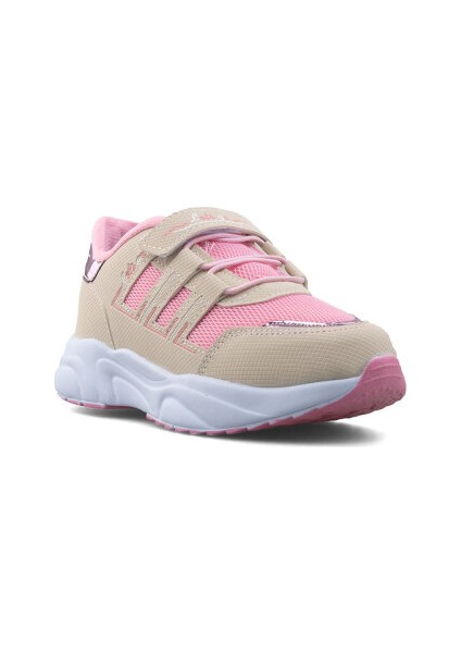 Letsgo Cırtlı Yumuşak Esnek Hafif Nefes Alabilen File Kız Çocuk Sneaker Spor Ayakkabı Bej Pembe