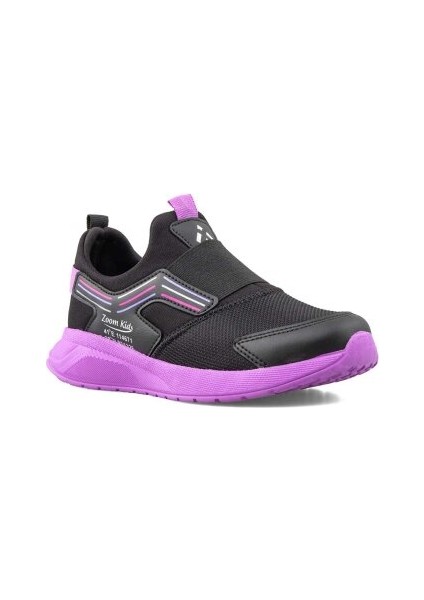 Zoom Aqua Yumuşak Esnek Hafif Nefes Alabilen Çocuk File Sneaker Spor Ayakkabı Siyah Mor