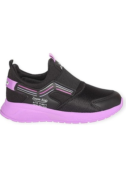 Zoom Aqua Yumuşak Esnek Hafif Nefes Alabilen Çocuk File Sneaker Spor Ayakkabı Siyah Mor