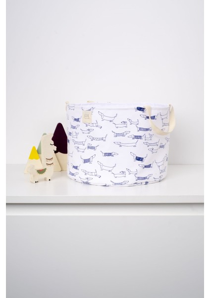 Organik Pamuk Büyük Boy Saplı Oyuncak Sepeti Paw 25X35 cm