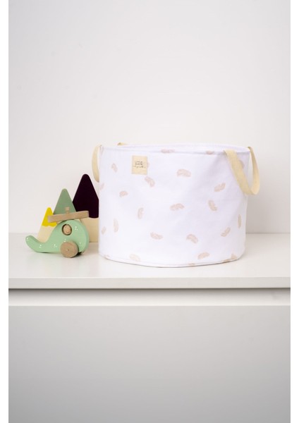 Organik Pamuk Büyük Boy Saplı Oyuncak Sepeti Feather 25X35 cm