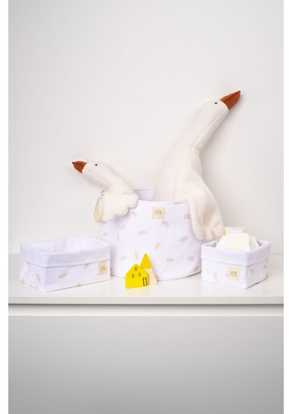 Organik Pamuk Büyük Boy Saplı Oyuncak Sepeti Feather 25X35 cm modelleri
