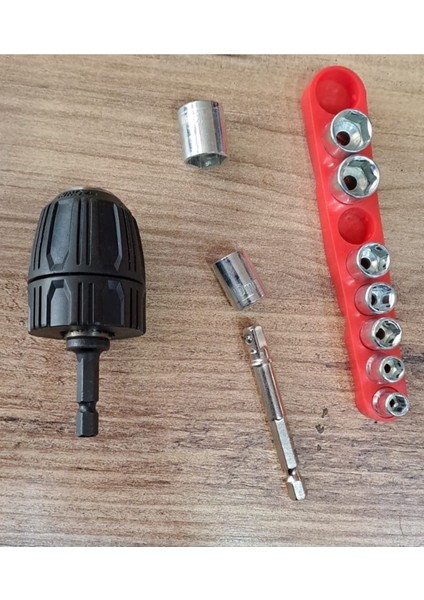 Hex Adaptörlü Shank 1/4" 3/8" Mandren 1/2"uzatma Matkap Vidalama Lokmalı Uç Hex Bit Seti