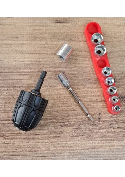 Hex Adaptörlü Shank 1/4" 3/8" Mandren 1/2"uzatma Matkap Vidalama Lokmalı Uç Hex Bit Seti