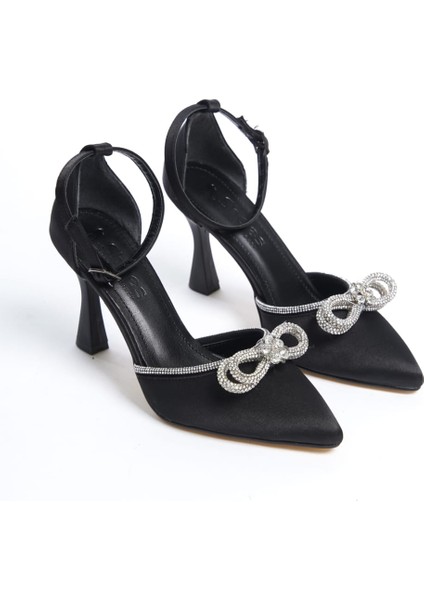 Bıyık Fiyonklu Taş Detaylı Saten Malzeme Abiye Kadın Ayakkabı fırsatları