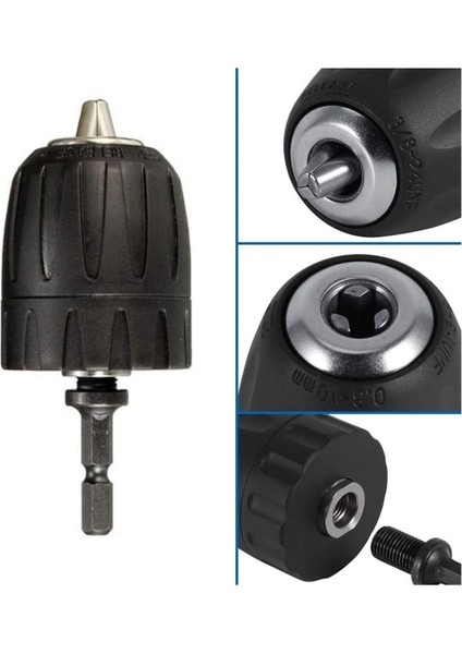 Altıgen Şaft Elektrikli Darbeli Matkap Mandren Için 1/4 Altıgen Şaft Adaptörü, Vida 3/8" 24UNF