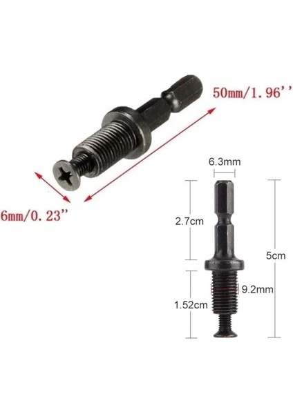 Altıgen Şaft Elektrikli Darbeli Matkap Mandren Için 1/4 Altıgen Şaft Adaptörü, Vida 3/8" 24UNF