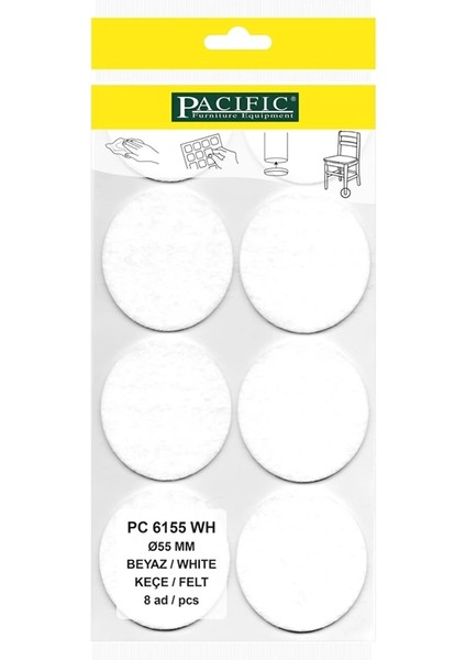 Beyaz Yapışkanlı Keçe (Ø 55 mm)