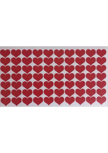 Kırmızı Kalp Kuşe Sticker 50 Adet fiyatları
