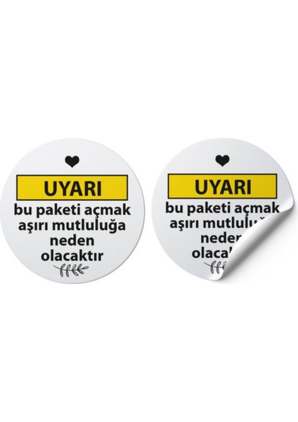Sticker Uyarı Mutluluk Paket Kuşe Sticker 70 Adet
