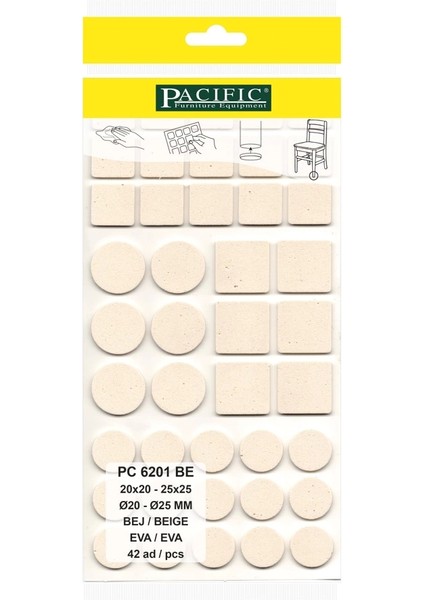 Bej Yapışkanlı Karma Eva (20X20, 25X25 - Ø 20 mm,Ø 25 mm )
