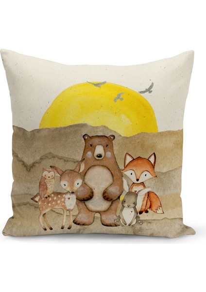 Çocuk Bebek Serisi Çift Tarafı Dijital Baskılı Kırlent Kılıfı (Kids Children Cushion Cover)