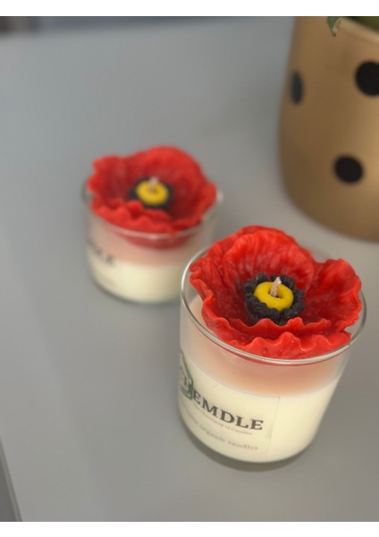 Chemdle Ikili Set Gelincik Çiçekli Bardak Mum fiyatları