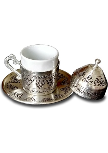 Bakır Ymn Bakircilik Üzüm Işlemeli (El Yapımı) 6 Kişilik Bakır Türk Kahvesi Fincan Takımı modelleri
