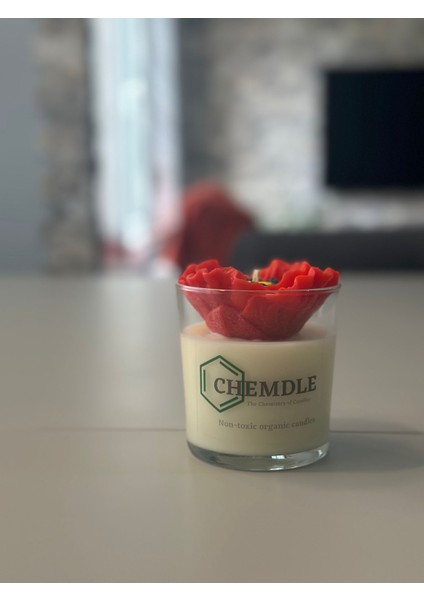 Chemdle Gelincik Çiçekli Bardak Mum