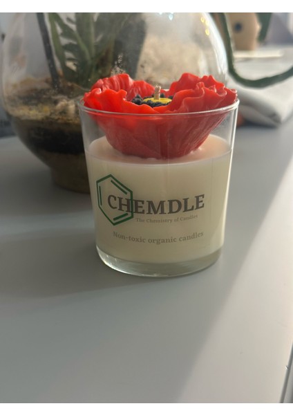 Chemdle Gelincik Çiçekli Bardak Mum