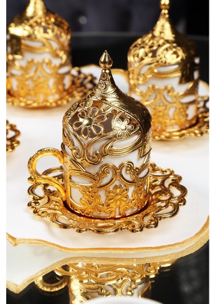 Bakır Işlemeli Gold Osmanlı Fincan Takımı