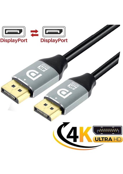 4K 60Hz Displayport  To Displayport Kablo (Dp 1.2) 21.60GBPS, 1080P Freesync G-Sync - 1.8 mt