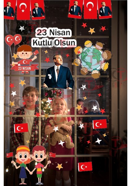 23 Nisan Sticker Seti,23 Nisan Kutlu Olsun Çocuk Bayramı Okul Sticker 100 Parça fiyatları