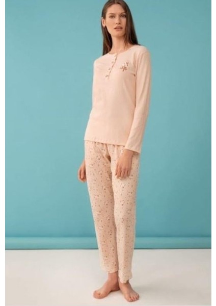 Sarı Uzun Kol Yazlık Kadın Pijama Takım 1033