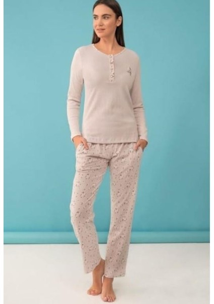 Sarı Uzun Kol Yazlık Kadın Pijama Takım 1033