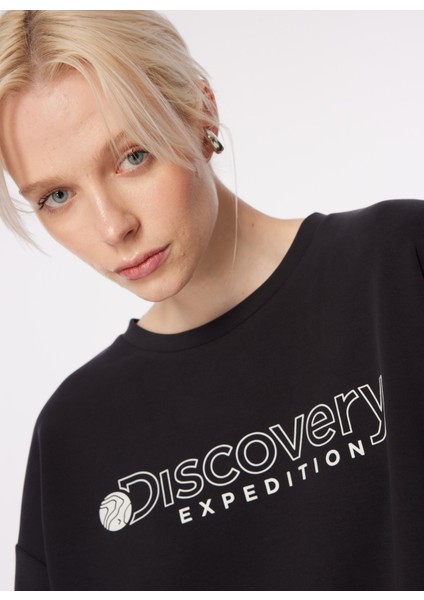 Siyah Kadın Bisiklet Yaka Oversize Baskılı T-Shirt D4SL-TST3043 fiyatları