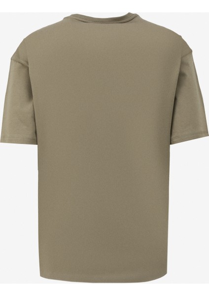 Haki Erkek Bisiklet Yaka Loose Fit Baskılı T-Shirt C4SM-TST4533