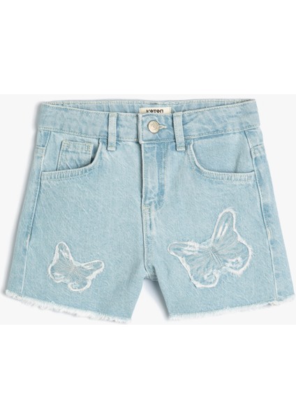 Yüksek Bel Regular Fit Açık Indigo Kız Çocuk Şort 4SKG40023AD